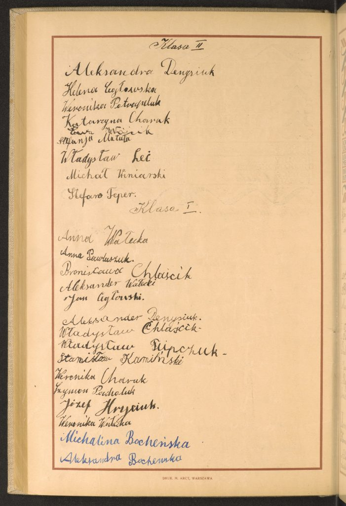 Podpis Ewy Wójcik, siostry mojego pradziadka Jana Wójcika, w księdze pamiątkowej z 1926 roku.